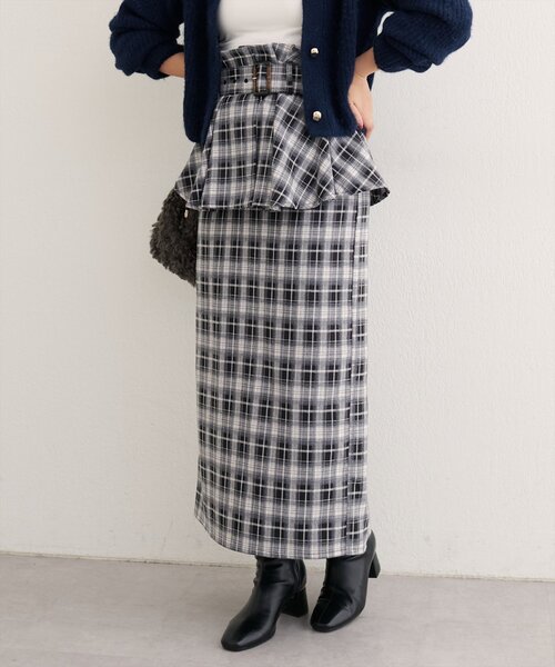 natural couture（ナチュラルクチュール）の「〈canami〉ペプラムベルトナロースカート（スカート・レディース・ブラウン/ピンクベージュ/その他2/その他1・FREE）」の4枚目の写真