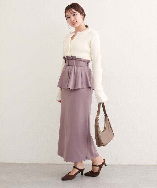 natural couture（ナチュラルクチュール）の「〈canami〉ペプラムベルトナロースカート（スカート・レディース・ブラウン/ピンクベージュ/その他2/その他1・FREE）」の2枚目の写真