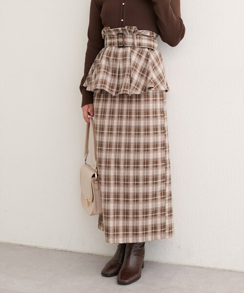 natural couture（ナチュラルクチュール）の「〈canami〉ペプラムベルトナロースカート（スカート・レディース・ブラウン/ピンクベージュ/その他2/その他1・FREE）」の6枚目の写真