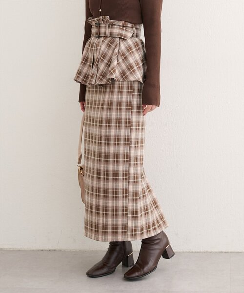 natural couture（ナチュラルクチュール）の「〈canami〉ペプラムベルトナロースカート（スカート・レディース・ブラウン/ピンクベージュ/その他2/その他1・FREE）」の5枚目の写真