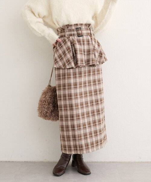 natural couture（ナチュラルクチュール）の「〈canami〉ペプラムベルトナロースカート（スカート・レディース・ブラウン/ピンクベージュ/その他2/その他1・FREE）」の11枚目の写真