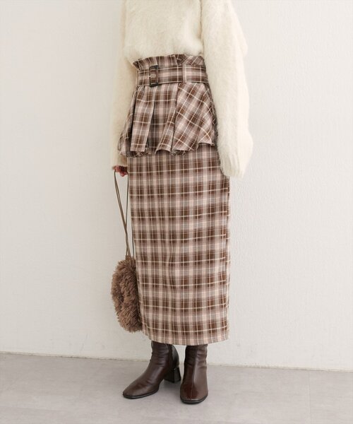 natural couture（ナチュラルクチュール）の「〈canami〉ペプラムベルトナロースカート（スカート・レディース・ブラウン/ピンクベージュ/その他2/その他1・FREE）」の10枚目の写真