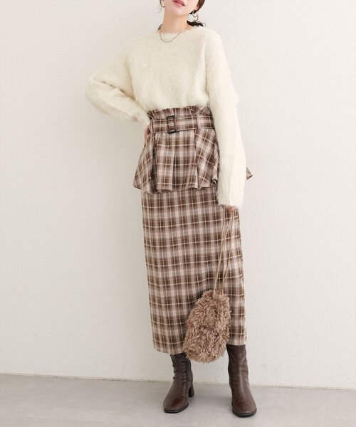 natural couture（ナチュラルクチュール）の「〈canami〉ペプラムベルトナロースカート（スカート・レディース・ブラウン/ピンクベージュ/その他2/その他1・FREE）」の9枚目の写真