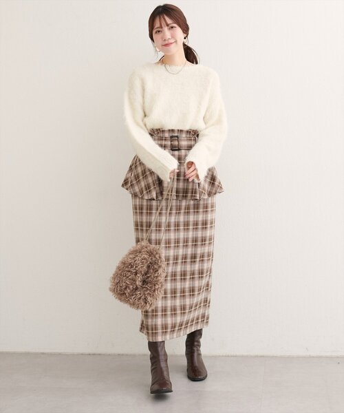 natural couture（ナチュラルクチュール）の「〈canami〉ペプラムベルトナロースカート（スカート・レディース・ブラウン/ピンクベージュ/その他2/その他1・FREE）」の8枚目の写真