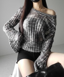 【 2color 】メランジルーズシアーリブニット / melange loose sheer rib knit