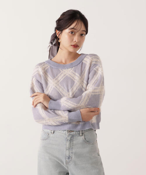 PROPORTION BODY DRESSING（プロポーションボディドレッシング）の「ヘアリーチェックニット / 1215270104（ニット/セーター・レディース・ブルー/グレー系その他/ホワイト系その他・FREE）」の4枚目の写真