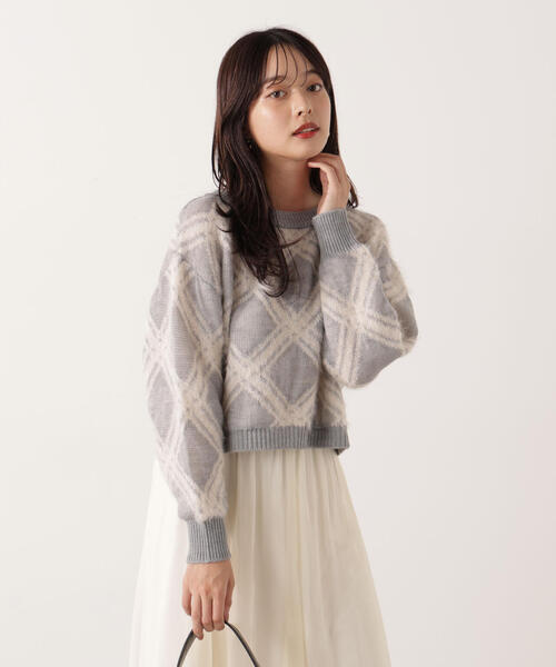 PROPORTION BODY DRESSING（プロポーションボディドレッシング）の「ヘアリーチェックニット / 1215270104（ニット/セーター・レディース・ブルー/グレー系その他/ホワイト系その他・FREE）」の3枚目の写真