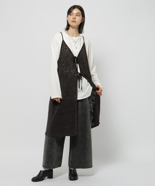 niko and...（ニコアンド）の「3WAYベロアレースキャミワンピース（ワンピース・レディース・チャコール/マスタード/アイボリー・FREE）」の11枚目の写真