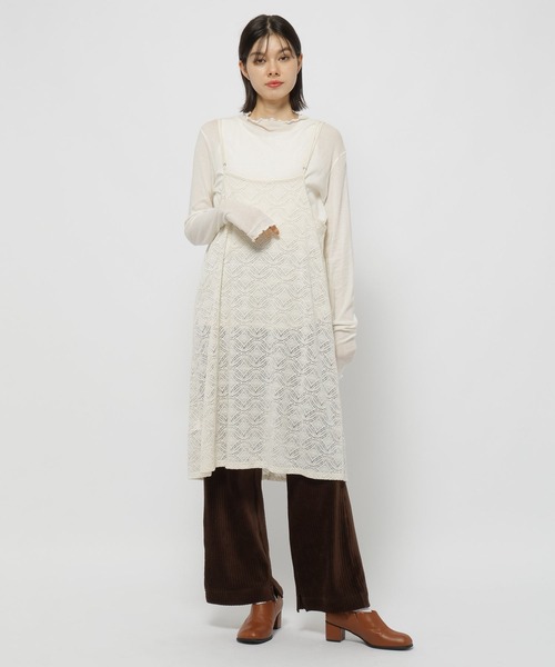 niko and...（ニコアンド）の「3WAYベロアレースキャミワンピース（ワンピース・レディース・チャコール/マスタード/アイボリー・FREE）」の4枚目の写真