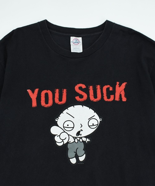 VINTAGE（ヴィンテージ）の「【USED】DELTA “Family Guy/YOU SUCK” キャラクター Tシャツ（Tシャツ/カットソー・メンズ・ブラック・LARGE）」の6枚目の写真