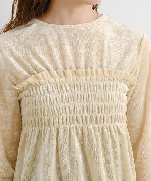 Kastane（カスタネ）の「【4色展開】B ベロアシャーリングトップス（Tシャツ/カットソー・レディース・カーキ/ブラック/アイボリー/ベージュ・FREE）」の13枚目の写真