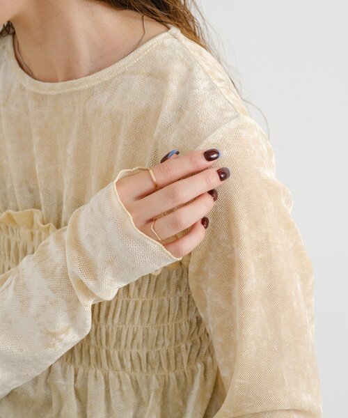 Kastane（カスタネ）の「【4色展開】B ベロアシャーリングトップス（Tシャツ/カットソー・レディース・カーキ/ブラック/アイボリー/ベージュ・FREE）」の12枚目の写真