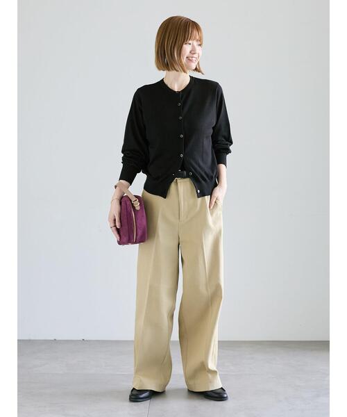 Lugnoncure（ルノンキュール）の「コットンクルーネックカーディガン（カーディガン/ボレロ・レディース・ブラック/レッド/オフホワイト/ブルー・F）」の5枚目の写真