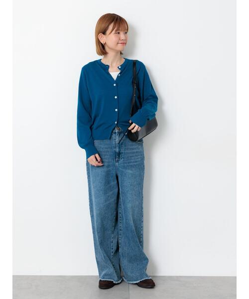 Lugnoncure（ルノンキュール）の「コットンクルーネックカーディガン（カーディガン/ボレロ・レディース・ブラック/レッド/オフホワイト/ブルー・F）」の14枚目の写真