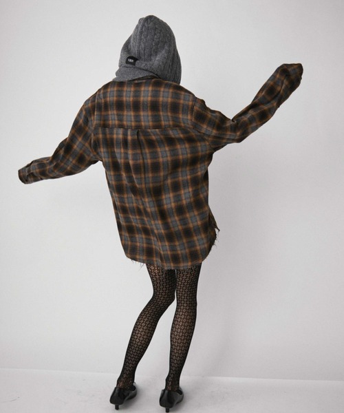 VION(ヴィオン)の「フレイドチェックシャツ / Frayed Cheak Shirt(シャツ/ブラウス・レディース・ブラウン/ブラック・FREE)」の15枚目の写真