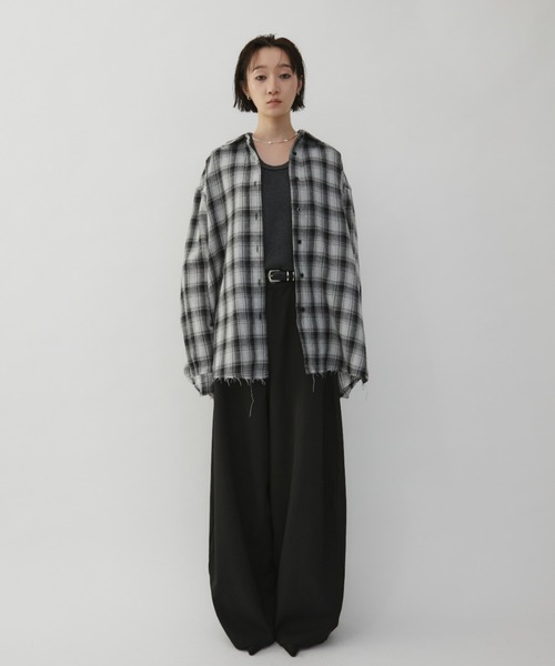 VION(ヴィオン)の「フレイドチェックシャツ / Frayed Cheak Shirt(シャツ/ブラウス・レディース・ブラウン/ブラック・FREE)」の19枚目の写真