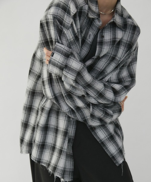 VION(ヴィオン)の「フレイドチェックシャツ / Frayed Cheak Shirt(シャツ/ブラウス・レディース・ブラウン/ブラック・FREE)」の22枚目の写真