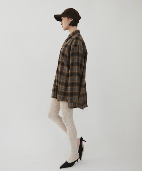 VION(ヴィオン)の「フレイドチェックシャツ / Frayed Cheak Shirt(シャツ/ブラウス・レディース・ブラウン/ブラック・FREE)」の5枚目の写真