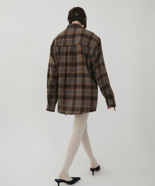 VION(ヴィオン)の「フレイドチェックシャツ / Frayed Cheak Shirt(シャツ/ブラウス・レディース・ブラウン/ブラック・FREE)」の10枚目の写真