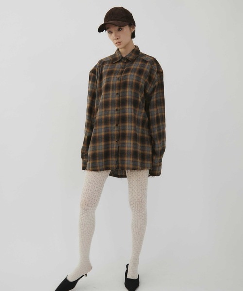 VION(ヴィオン)の「フレイドチェックシャツ / Frayed Cheak Shirt(シャツ/ブラウス・レディース・ブラウン/ブラック・FREE)」の11枚目の写真