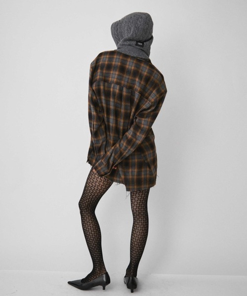 VION(ヴィオン)の「フレイドチェックシャツ / Frayed Cheak Shirt(シャツ/ブラウス・レディース・ブラウン/ブラック・FREE)」の14枚目の写真