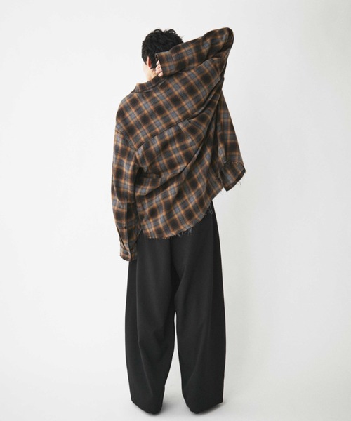 VION(ヴィオン)の「フレイドチェックシャツ / Frayed Cheak Shirt(シャツ/ブラウス・レディース・ブラウン/ブラック・FREE)」の6枚目の写真