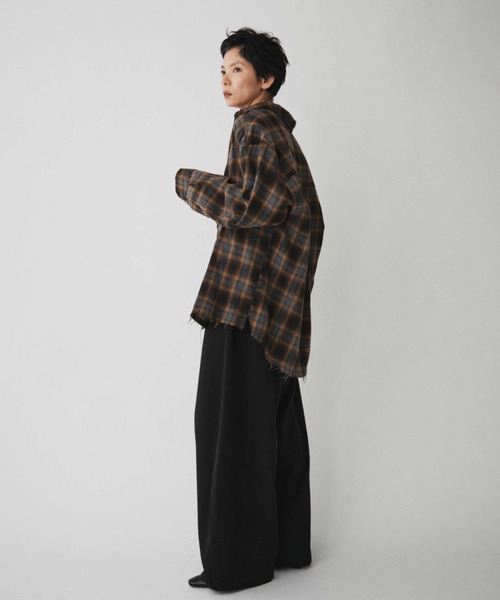 VION(ヴィオン)の「フレイドチェックシャツ / Frayed Cheak Shirt(シャツ/ブラウス・レディース・ブラウン/ブラック・FREE)」の7枚目の写真