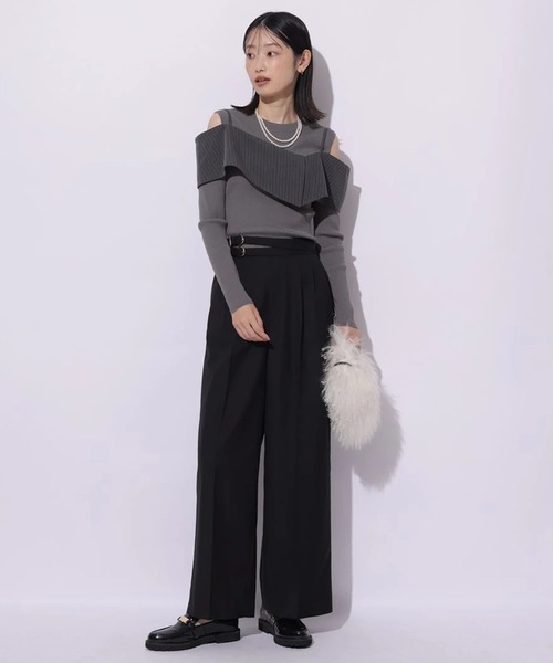 Mystrada（マイストラーダ）の「長袖ビックカラーニット（ニット/セーター・レディース・グレイッシュベージュ/ブラウン/チャコールグレー・38）」の11枚目の写真