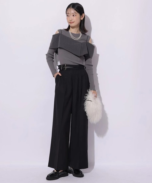 Mystrada（マイストラーダ）の「長袖ビックカラーニット（ニット/セーター・レディース・グレイッシュベージュ/ブラウン/チャコールグレー・38）」の13枚目の写真