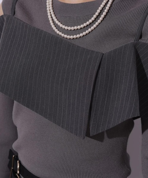 Mystrada（マイストラーダ）の「長袖ビックカラーニット（ニット/セーター・レディース・グレイッシュベージュ/ブラウン/チャコールグレー・38）」の15枚目の写真