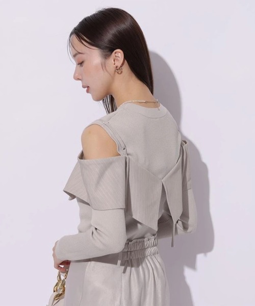 Mystrada（マイストラーダ）の「長袖ビックカラーニット（ニット/セーター・レディース・グレイッシュベージュ/ブラウン/チャコールグレー・38）」の8枚目の写真