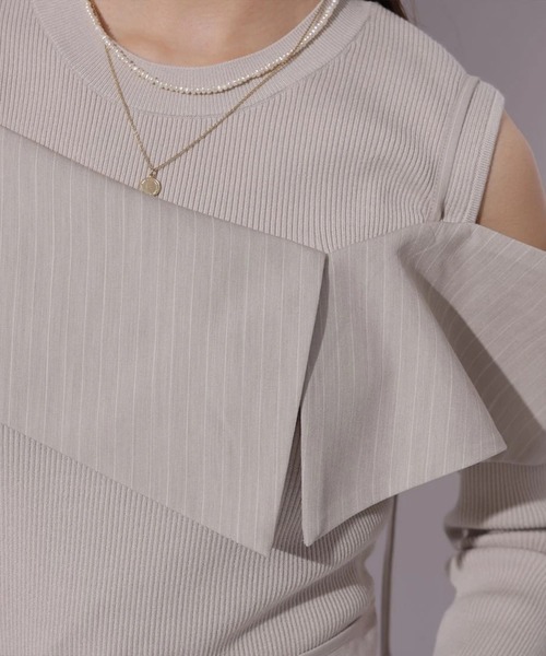 Mystrada（マイストラーダ）の「長袖ビックカラーニット（ニット/セーター・レディース・グレイッシュベージュ/ブラウン/チャコールグレー・38）」の10枚目の写真