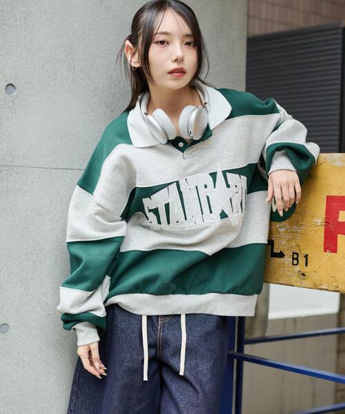 WEGO(ウィゴー)の「WEGO/【25年秋冬新作】カレッジロゴラガースウェット(スウェット・メンズ・グリーン/ホワイト/ワイン・MEDIUM/LARGE)」の7枚目の写真