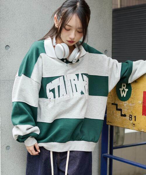 WEGO(ウィゴー)の「WEGO/【25年秋冬新作】カレッジロゴラガースウェット(スウェット・メンズ・グリーン/ホワイト/ワイン・MEDIUM/LARGE)」の6枚目の写真