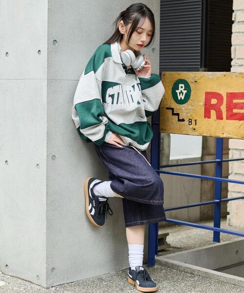 WEGO(ウィゴー)の「WEGO/【25年秋冬新作】カレッジロゴラガースウェット(スウェット・メンズ・グリーン/ホワイト/ワイン・MEDIUM/LARGE)」の5枚目の写真