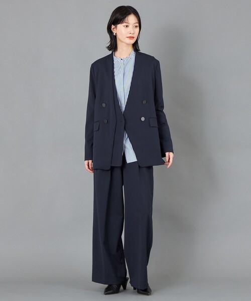 CAST:（キャストコロン）の「【CAST COLON】フェイクレイヤードウールジャケット（テーラードジャケット・レディース・ベージュ/ネイビー・S/M）」の3枚目の写真