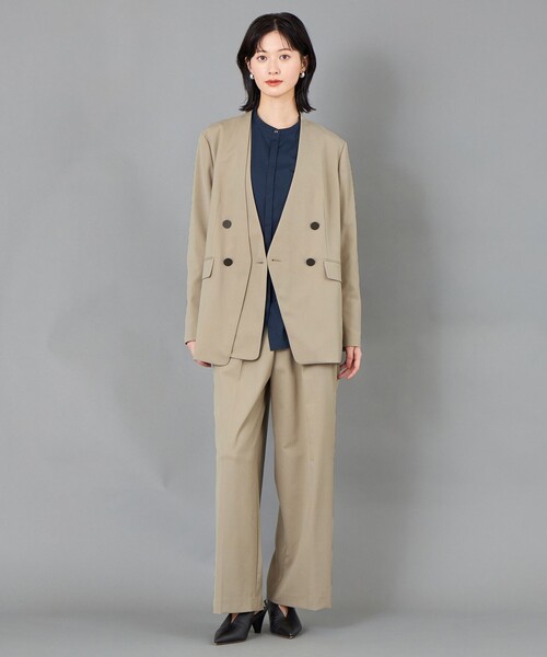 CAST:（キャストコロン）の「【CAST COLON】フェイクレイヤードウールジャケット（テーラードジャケット・レディース・ベージュ/ネイビー・S/M）」の4枚目の写真
