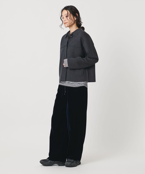 UNITED ARROWS(ユナイテッドアローズ)の「ミラノリブ ニット ジャケット(カーディガン/ボレロ・レディース・ダークグレー/ブラック・FREE)」の4枚目の写真