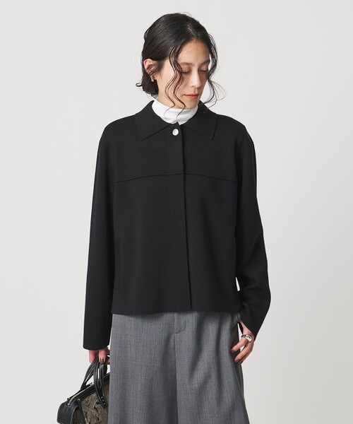 UNITED ARROWS(ユナイテッドアローズ)の「ミラノリブ ニット ジャケット(カーディガン/ボレロ・レディース・ダークグレー/ブラック・FREE)」の6枚目の写真