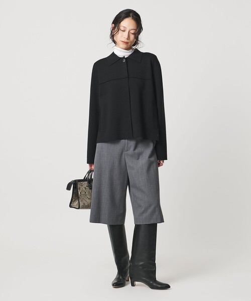 UNITED ARROWS(ユナイテッドアローズ)の「ミラノリブ ニット ジャケット(カーディガン/ボレロ・レディース・ダークグレー/ブラック・FREE)」の8枚目の写真