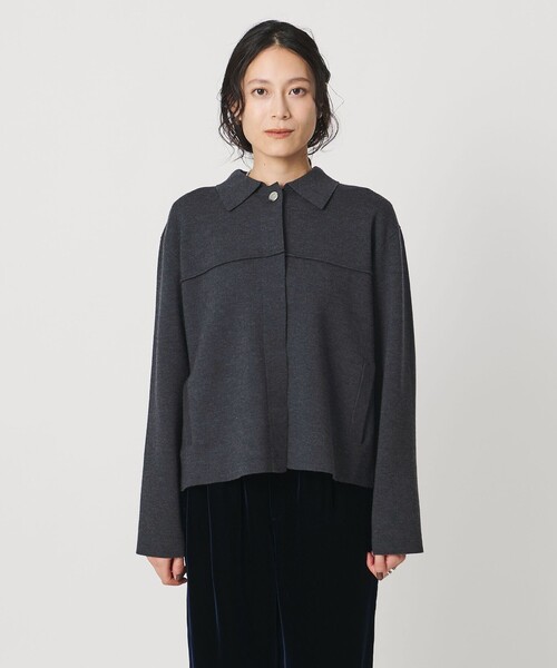 UNITED ARROWS(ユナイテッドアローズ)の「ミラノリブ ニット ジャケット(カーディガン/ボレロ・レディース・ダークグレー/ブラック・FREE)」の9枚目の写真