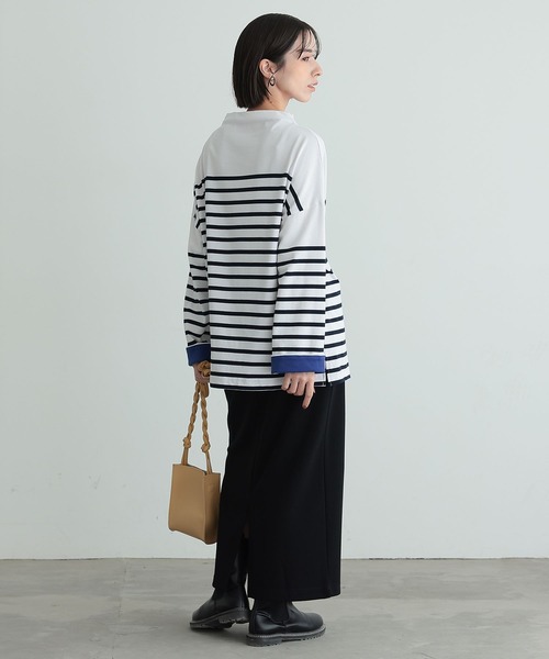 n'OrLABEL(ノアールレーベル)の「『ボトルネックパネルボーダーカットソー』(Tシャツ/カットソー・レディース・ブラック/オフホワイト・FREE)」の8枚目の写真