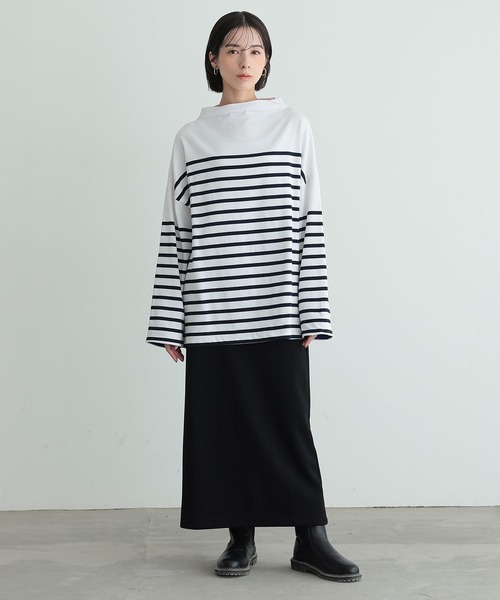 n'OrLABEL(ノアールレーベル)の「『ボトルネックパネルボーダーカットソー』(Tシャツ/カットソー・レディース・ブラック/オフホワイト・FREE)」の9枚目の写真