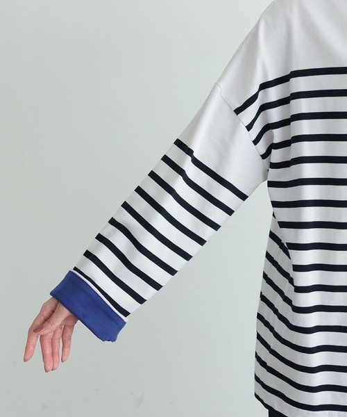 n'OrLABEL(ノアールレーベル)の「『ボトルネックパネルボーダーカットソー』(Tシャツ/カットソー・レディース・ブラック/オフホワイト・FREE)」の13枚目の写真