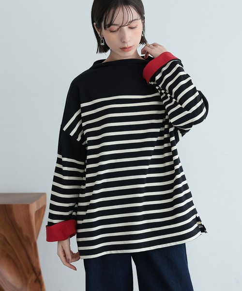 n'OrLABEL(ノアールレーベル)の「『ボトルネックパネルボーダーカットソー』(Tシャツ/カットソー・レディース・ブラック/オフホワイト・FREE)」の18枚目の写真