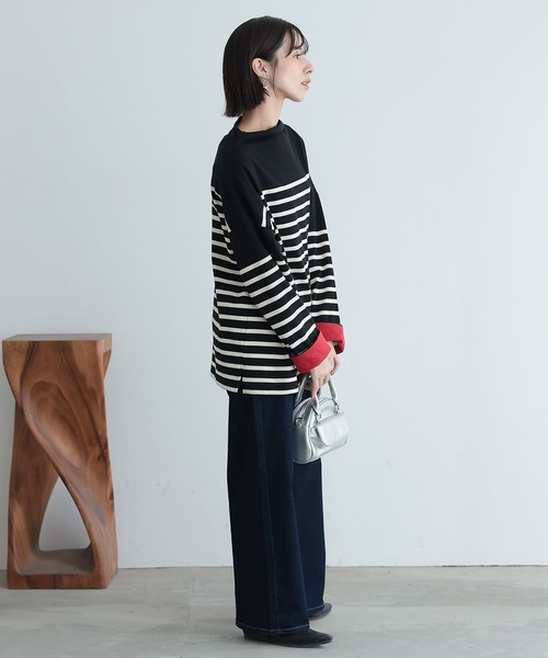 n'OrLABEL(ノアールレーベル)の「『ボトルネックパネルボーダーカットソー』(Tシャツ/カットソー・レディース・ブラック/オフホワイト・FREE)」の22枚目の写真