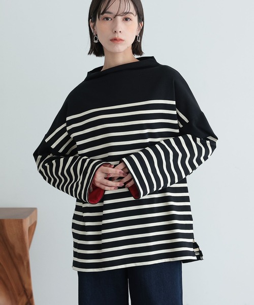 n'OrLABEL(ノアールレーベル)の「『ボトルネックパネルボーダーカットソー』(Tシャツ/カットソー・レディース・ブラック/オフホワイト・FREE)」の17枚目の写真