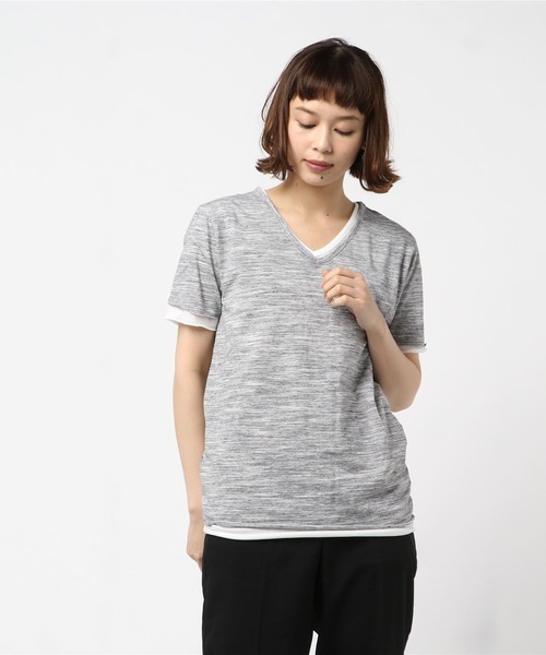 ARCHIVER（アーカイバ）の「【RES】アンサンブルVネック半袖Tシャツ（Tシャツ/カットソー・レディース・グレー/ホワイト/ネイビー・LARGE/MEDIUM/X-LARGE）」の2枚目の写真