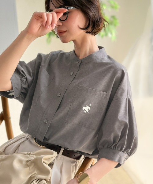 classicalelf(クラシカルエルフ)の「涼やかリネンで、こなれたきちんと感。リネン混バンドカラーダブルポケットシャツ(シャツ/ブラウス・レディース・オフホワイト/ネイビー系/チャコール/ベージュ/ブルー系・SMALL/MEDIUM/LARGE/X-LARGE)」の18枚目の写真