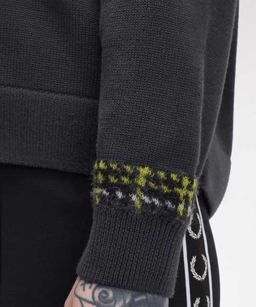 FRED PERRY（フレッドペリー）の「Tartan Panel Knitted Shirt／タータンチェックパネルニットシャツ（ニット/セーター・レディース・グレー・10）」の5枚目の写真